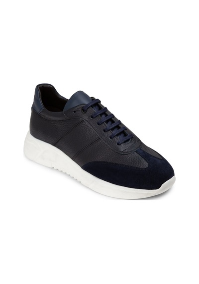 Deery Hakiki Deri Lacivert Erkek Sneaker Ayakkabı - 01961Mlcvp01 Lacivert