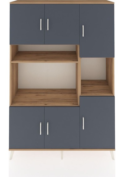Hyperion Dolap 9 Raflı 6 Kapaklı 132x44x195 Çam-antrasit/çam Çam