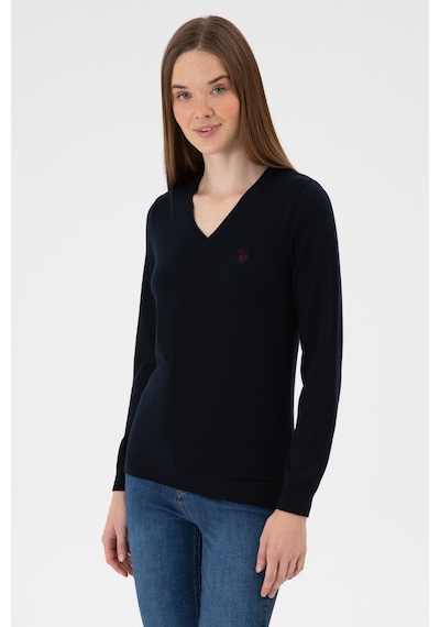 U.S. Polo Assn. Kadın Lacivert V Yaka Basic Kazak 50313590-VR033