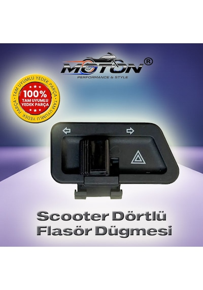 Scooter Dörtlü Flaşör Sinyal Düğmesi Üniversal 50cc-125cc-150cc Uyumlu