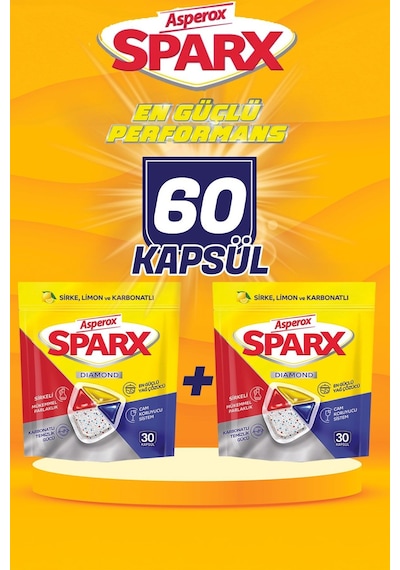 Sparx 60'lı Bulaşık Makinesi Kapsülü Bulaşık Makinesi Deterjanı