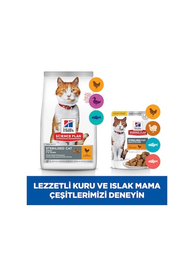 Hill's Science Plan Kısırlaştırılmış Yetişkin Tavuklu Kedi Maması 1,5 Kg
