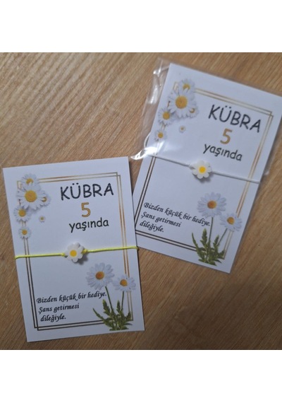 Papatyalı Kişiye Özel Şans Bilekliği, Mevlid, Doğum Günü Hediyeli