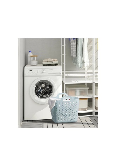 Quality Kuplu Çamaşır Sepeti Yükseklik 36 Cm İkea Kirli Sepeti Plastik Sepet Mavi Hacim 24 Litre Mavi - 717212144 Mavi