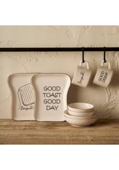 Toast 8 Parça Kahvaltı Takımı Beyaz - Siyah