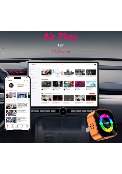 4-in-1 Kablosuz Araç Ekran Yanstıcı Ve Carplay Ve Android Auto Adaptörü Kablosuz Dönüştürücü İos-android