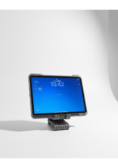 Masaüstü Kaymaz Taban Telefon Ve Tablet Standı - Kulaklık Ve Not Kağıdı Bölmeli-kiremit Gri
