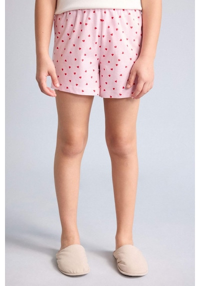 Defacto Regular Fıt Fitilli Kaşkorse Şort Tişört 2li Pijama Takımı Kız Çocuk H5705a826smer233 Ekru-er233
