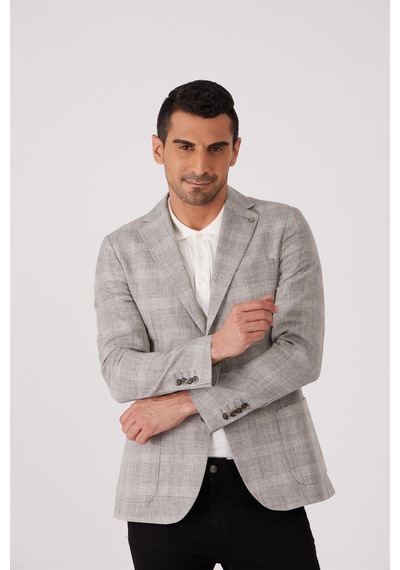 Dufy Gri Erkek Slim Fit Mono Yaka Ceket - 86413 Gri