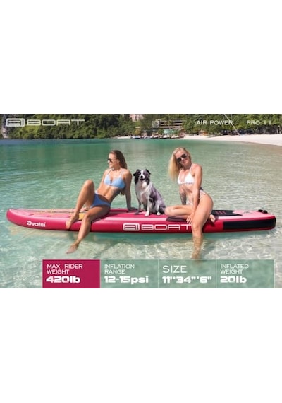 Air Power Pink Şişme Paddle Board Sup Seti 335 X 86 X 15 Cm Çift Taraflı Kürekli, Woven Drop Stitch, 175 Taşıma Kapasiteli, Yüksek Denge Açık Mavi
