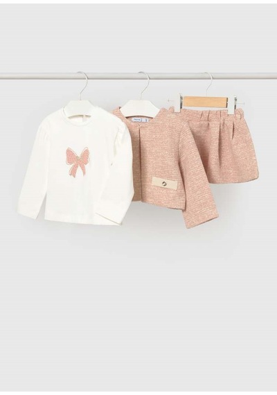 Mayoral Kışlık Kız Bebek Bluz Etek Ceket 3'lü Set Pembe 18 Ay-3 Yaş-2903