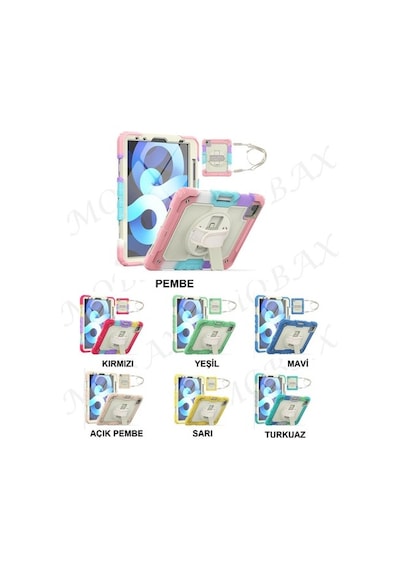 Apple Uyumlu iPad Air 5 10.9" 2022 M1 Kılıf Renkli Strap Zırh Case A2588