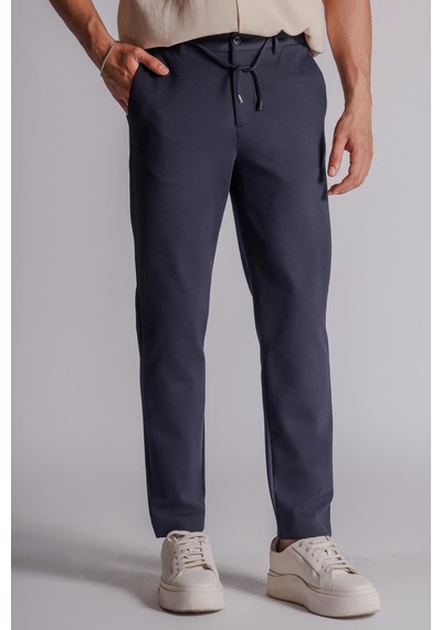 Braccas Erkek Yandan Cepli Beli Lastikli Relaxed Fit Chino Pantolon Lacivert Lacivert