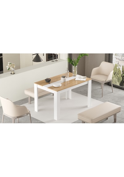 Robin Home Lena Yemek Masası 120x80 Sepet-beyaz
