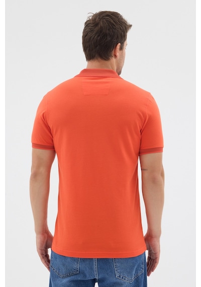 Turuncu Polo Yaka Pike Kısa Kol Slim Fit %100 Pamuk Tişört 1011260171 Koyu Turuncu
