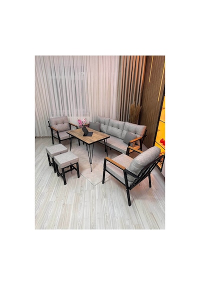 Houseart Lale Balkon, Bahçe - Cafe , Teras , Metal Kanepe Koltuk Takımı ,çay Seti 3+1+1+ 2 Puf Yemek Masası Açık Gri Houseart Lale Balkon, Bahçe - Cafe , Teras , Metal Kanepe Koltuk Takımı ,çay Seti 3+1+1+ 2 Puf Yemek Masası Açık Gri