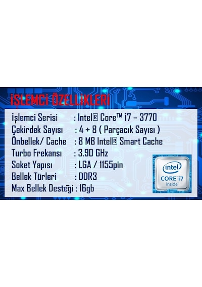 Dagmor BN2015137 i7-3770 16 GB 120 GB SSD Free Dos Masaüstü Bilgisayar