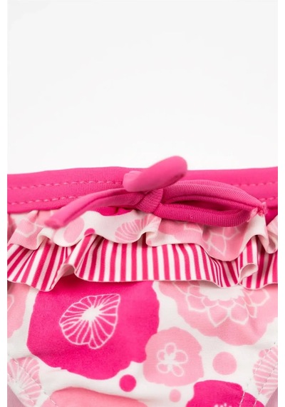 Adisia Kız Bebek Pembe Fırfırlı Pembe Çiçekli Bikini Altı Pembe