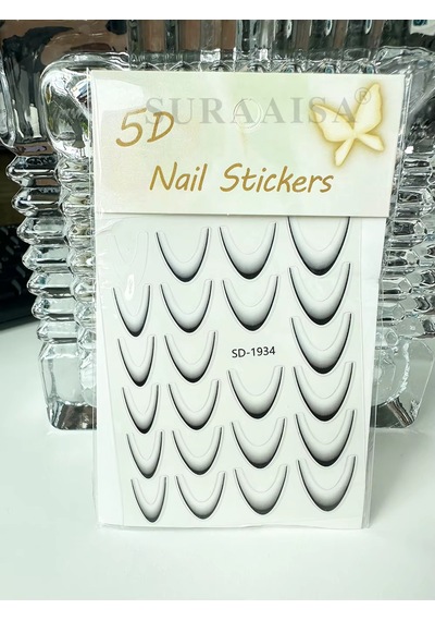 Ombre Efekt French Tırnak Sticker Siyah Nail Art Sd-1934