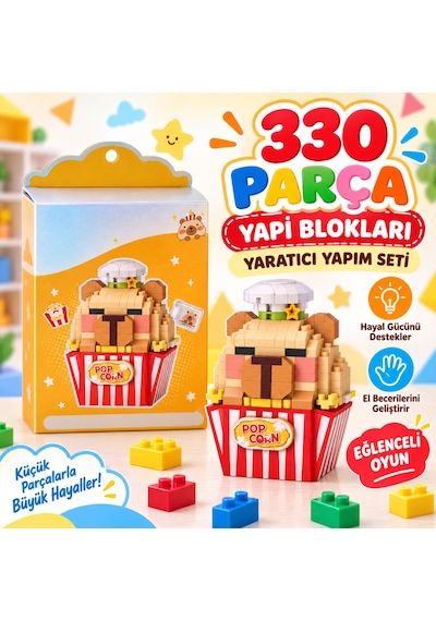 Lz-8876 Popcorn Model 330 Parça Block Oyuncak