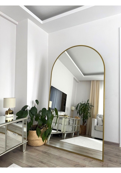 Effe Gold Metal Çerçeveli 180x100 Cm Oval Ayaklı Boy Aynası