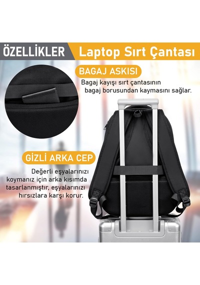 Haegs Laptop Sırt Çantası, Multi Cepli İş Seyahat Çantası - Koyu Koyu Mavi