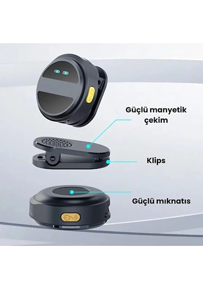 Vtn-004 2 Adet Profesyonel Kablosuz Yaka Mikrofonu Typce Uyumlu Manyetik Klipsli