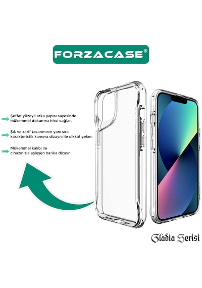 Forzacase Apple Uyumlu iPhone 17 Pro Max İle  Gladia Serisi Kamera Köşe Korumalı Sert Plastik Şeffaf Kılıf Şeffaf