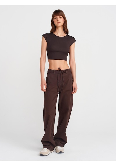 Dilvin 30528 Pamuk Ve Modal Karışımlı Crop Top-koyu Kahve-12171 Koyu Kahve