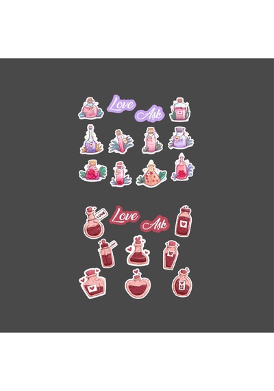 Love Potion - Aşk İksiri - Sevgililer Günü 2 Adet Sticker Set