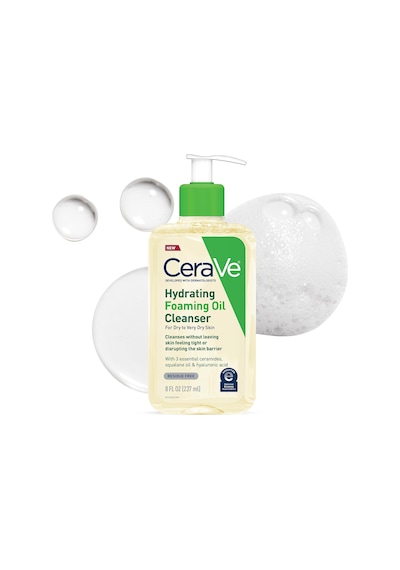 Cerave Nemlendirici Köpük Yağı Temizleyici Yüz Ve Vücut İçin Skualane Yağı, Hyaluronik Asit Ve Seramidler İle Nemlendirici Yağ Temizleyici Kuru Ve Çok Kuru Ciltler İçin Kokusuz Ve Kalıntı