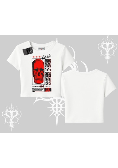 Tarzsokak Babby Tee Tshirt Deadly Dreams Skull Redcore Street Manifest Beyaz