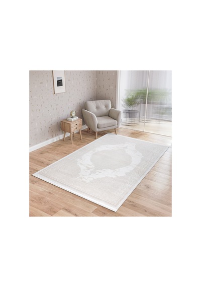 Badelya Home Krem Ekru 7101 Modern Doğal Taban Saçaklı Salon Koridor Mutfak Çocuk Oturma Odası Halı Yolluk 7101krem-ekru