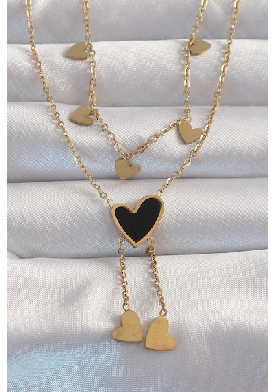316l Çelik Gold Renk Mineli Çoklu Kalp Kolye Çok Renkli 63337190