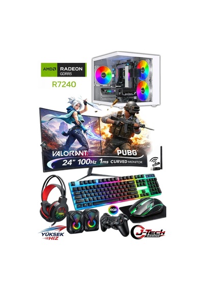 J-Tech Blood i5-3470 16 GB 256 GB SSD R7240 4 GB 24" Curved Free Dos Masaüstü Bilgisayar
