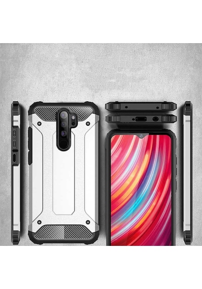 Noktaks - Xiaomi Uyumlu Xiaomi Redmi Note 8 Pro - Kılıf Çift Katman Zırh Tank Crash Military Kapak - Kırmızı