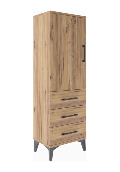 Arges Dolap 2 Raflı 3 Çekmeceli Tek Kapaklı 44x30x134 Çam-çam Çam
