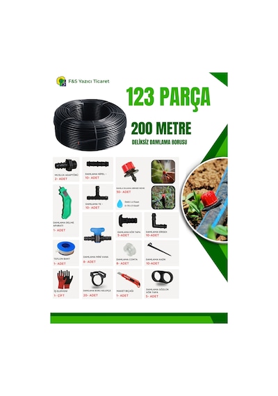 200 Metre Damlama Sulama Seti - 113 Parça Diğer