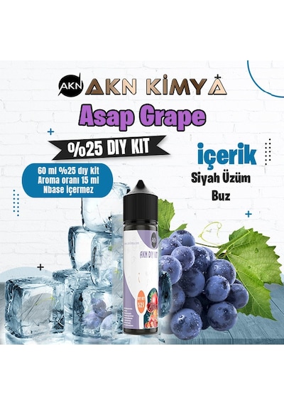 Asap Grape Yoğun Dıy Kit Siyah Üzüm Buz Gıda Aroması %25 Oranda Aroma İçerir Hazır Değildir 60 Ml