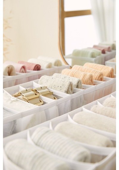 Ocean Home Textile 3'lü 10 Bölmeli Beyaz Renk File Çekmece İçi Düzenleyici Set