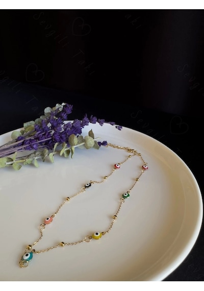 Nazar Boncuklu Choker Gold Çelik Kolye -sevgili Takı Koleksiyonu Altın
