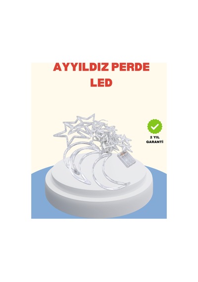 Yıldız Ay Tasarımlı Prizli Perde Led Işık İç Mekan Dekoru Belirtilmemiş Belirtilmemiş