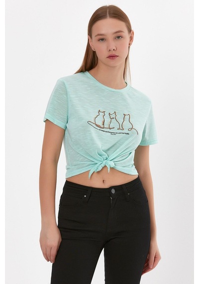Alexandergardı Baskılı Bağcıklı T-shirt B22-24300 001