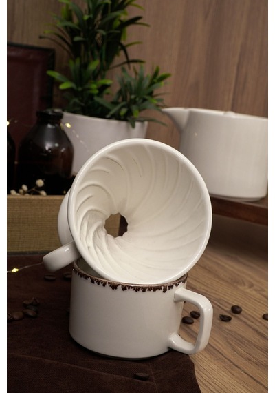 Coffee Filter V60 Porselen Kırık Beyaz Dripper Kahve Filtresi