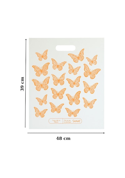 Güçlendirilmiş El Geçmeli Takviyeli Mağaza Poşeti Elit Kelebek Baskı No 4 39x48 Cm 50 Adet