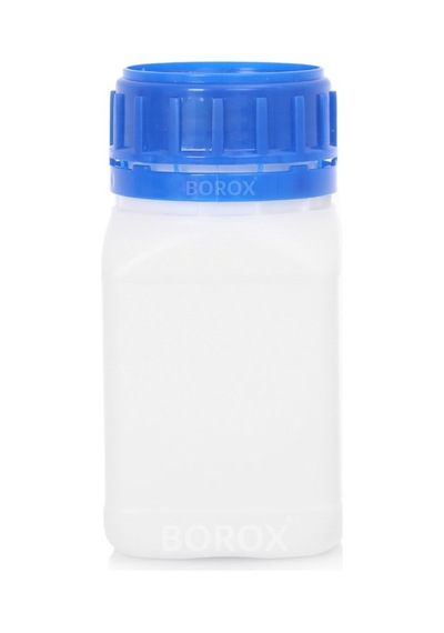 Borox Plastik Kare Şişe Mavi Kilit Kapaklı Sızdırmaz Numune şişesi 200 x 250 ML