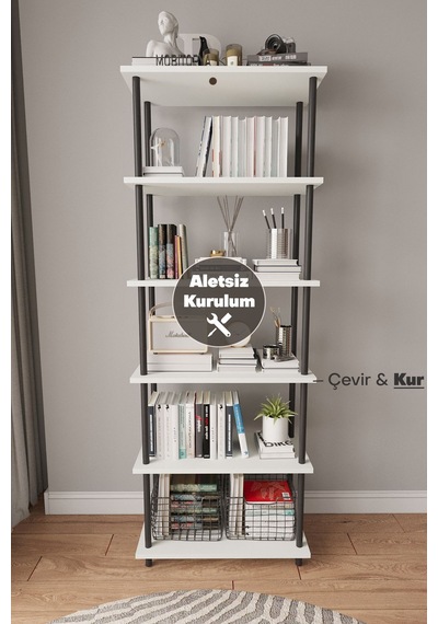 Çevir Kur 65 Cm Beyaz Kitaplık Beyaz