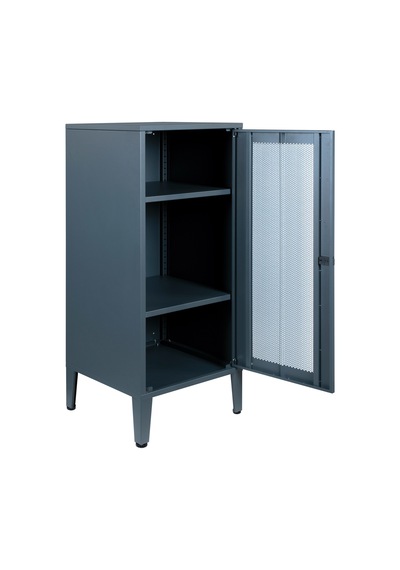 Alfahome Ziglat Serisi Kilitli Metal Home Office Dolabı %70 Perfore Kapaklı Antrasit Gri Ral 7016 450x940x450 Mm Gri-beyaz