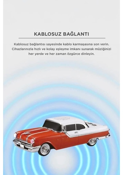 Premium Torima Bluetooth Hoparlör Retro Klasik Araba D87 Turuncu 10w Bağlantı Nostaljik Ofis