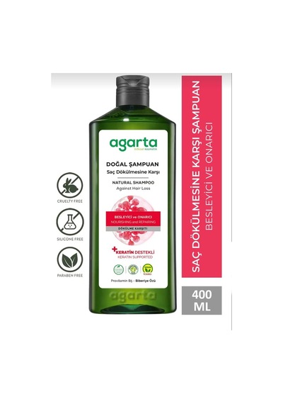 Agarta Saç Dökülmesine Karşı Bitkisel Tuzsuz Şampuan 400 Ml Biberiye Özlü 10'li Paket